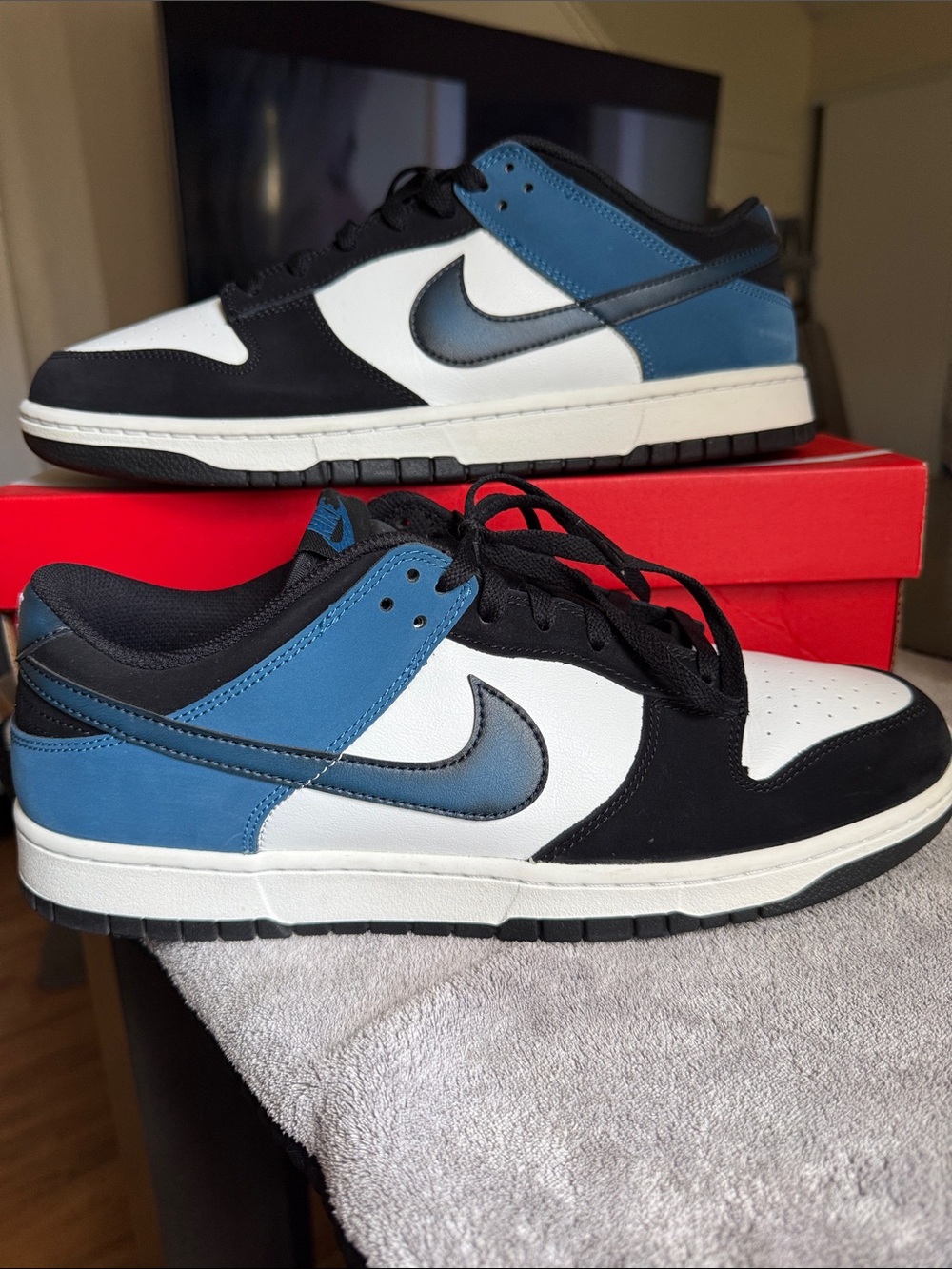 Nike Dunk Low Airbrush Industrial Blue Sz 12.5